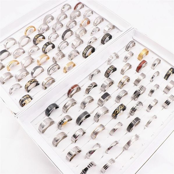 

fashion exquisite trend simple stainless steel jewelry rings for men party gifts mix style size 22mm23mm2943687, Golden;silver