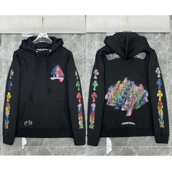 

fashion men's luxury sweatshirts jackets brandch hoodies zipper hooded men women designers sanskrit horseshoe cross pullover sweater ho, Black