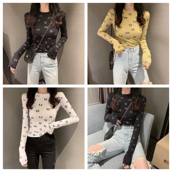 

women's undershirt designer long sleeve bodycon spring summer female tee designer luxury clothing streetwear fashion new style for yout, Black;white