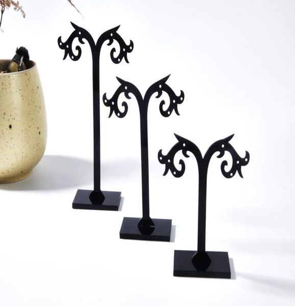

3pcsset black organic glass earrings stud stand threepiece jewelry packaging display props for craft gift ds0553607877574415