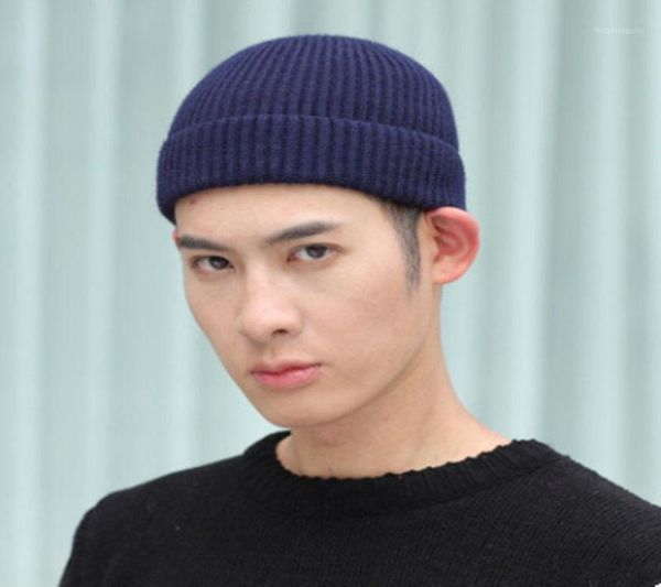 

men knitted hat beanie skullcap sailor cap cuff brimless retro navy style beanie hat mx811322064