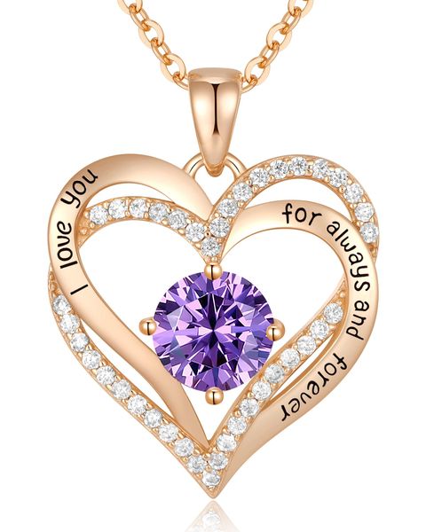 

cde forever love heart pendant necklaces for women 925 sterling silver with birthstone zirconia, jewelry gift for women mom girlfriend girls