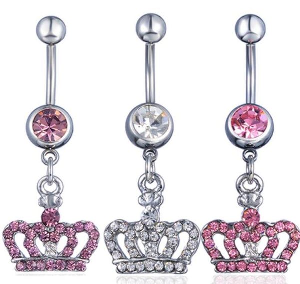 

d0370 crown belly navel button ring mix colors01234562337249, Silver