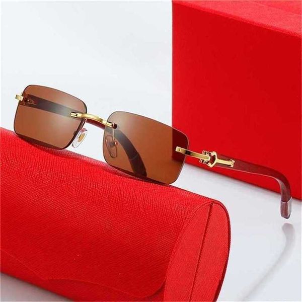 

56% off sunglasses 2023 new fashionable versatile trend frameless wooden legs men's and women's personalized elegant flat glassesk, White;black