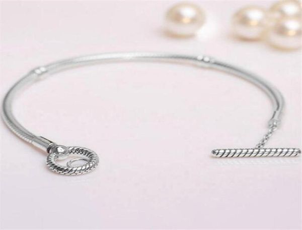 

2020 new s925 sterling silver moments t-bar chain bracelet fits european pandora style jewelry charm and beads238y9341513, Black