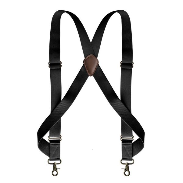 

suspenders heavy duty trucker for men work 3 5cm wide x back with 2 side clips hooks adjustable elastic big tall trouser braces 230729, Black;white