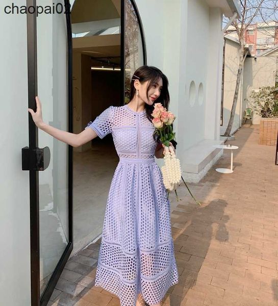 

new-s-elf-portrait women polyester midi dress mesh short sleeve dress, White;black