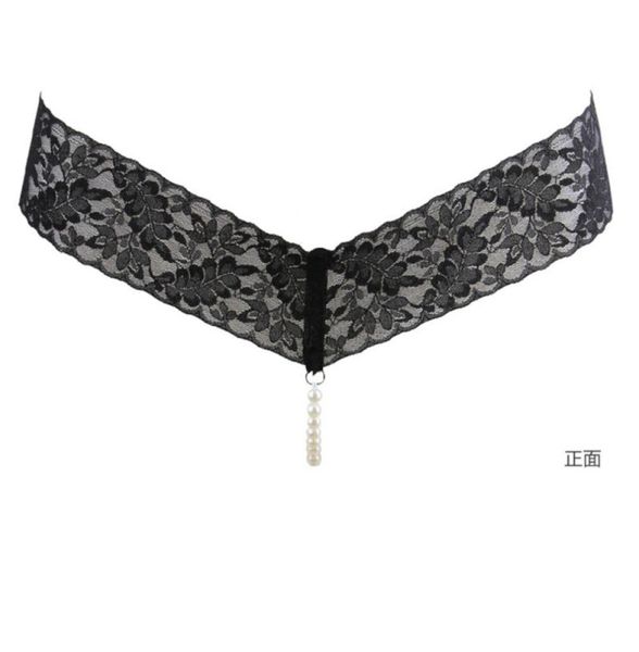 

plus size pearl gstring vstring panties knickers underwear pearl bead thongs stretch stripe thongs y beads underwear7612447, Black;white