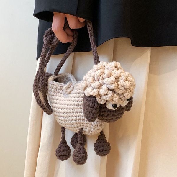 

lamb knit crossbody bag handmade weaving shoulder bag fashion shoulder bags