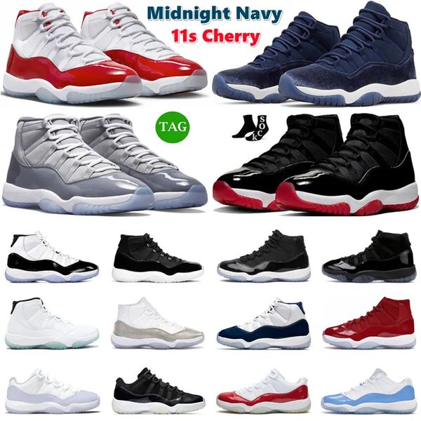 

jumpman 11 retro basketball shoes men 11s cherry grey midnight navy jubilee 25th anniversary concord bred low 72-10 legend blue mens women t
