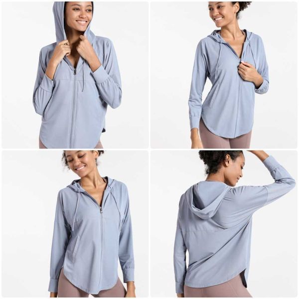 

ll-01 loose quick-drying sports jacket women's hooded cardigan sunscreen clothing running fitness long sleeve gym yoga wear