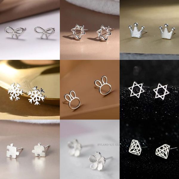 

studs earrings fashion simple design high end 925 silver plated animal fruit flower stud earings for women girls, Golden;silver