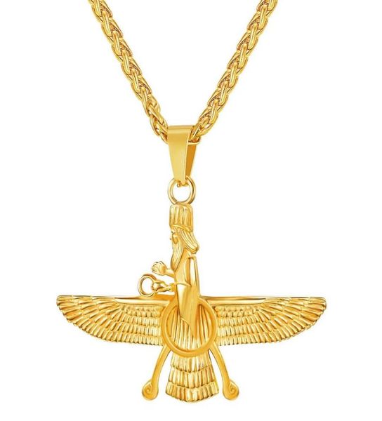 

hip hop zoroastrianism pendant necklaces for men women luxury zoroastrian parsee pendants stainless steel gold silver black neckla6986209