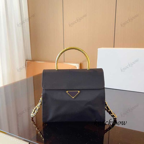 

new designer luxury bag nylon gold ring handbag women fashion leather shoulder bag removable chain shoulder strap crossbody bag 230729