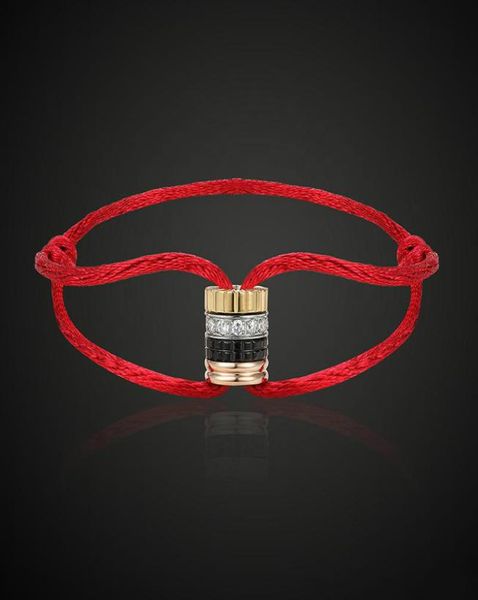 

luxury stainless steel boucheren different silk string hand make bracelet four color zircon round bangle jewelry women bracelets5355006, Golden;silver
