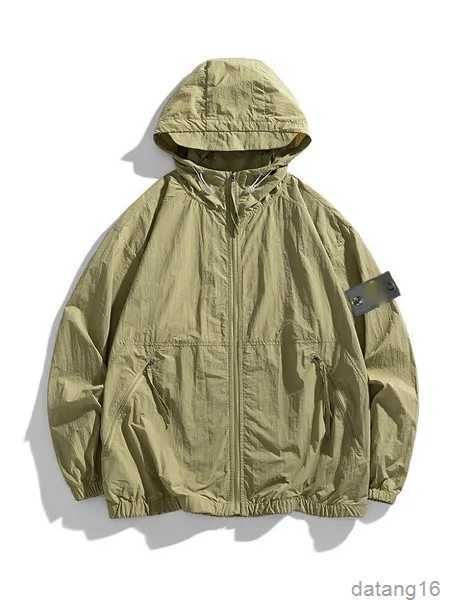 

stone jacket outerwear designer badges zipper shirt loose style spring autumn mens breathable portable street clothing island thin h6d7, Black;brown