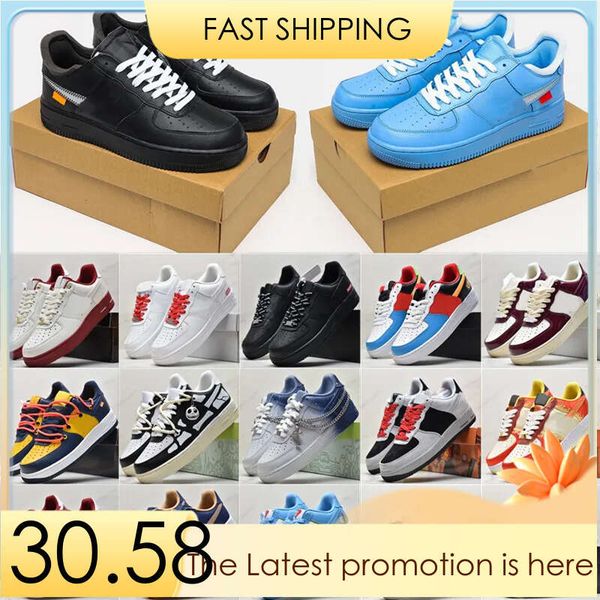 

new white x 1 low forces mca university blue 2019 mens running shoes fashion designers sneakers air one des chaussures off shoes us, Black