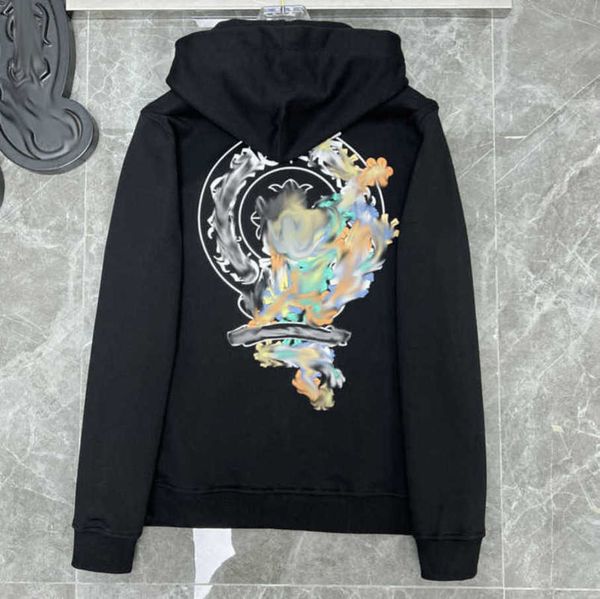 

luxury classics men's sweatshirts jackets brand ch hoodies zipper hooded men women designers sanskrit horseshoe cross pullover sweater, Black;brown