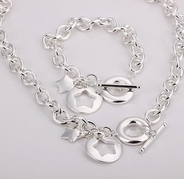 

whole lowest christmas gift 925 silver necklacebracelet set s271685699