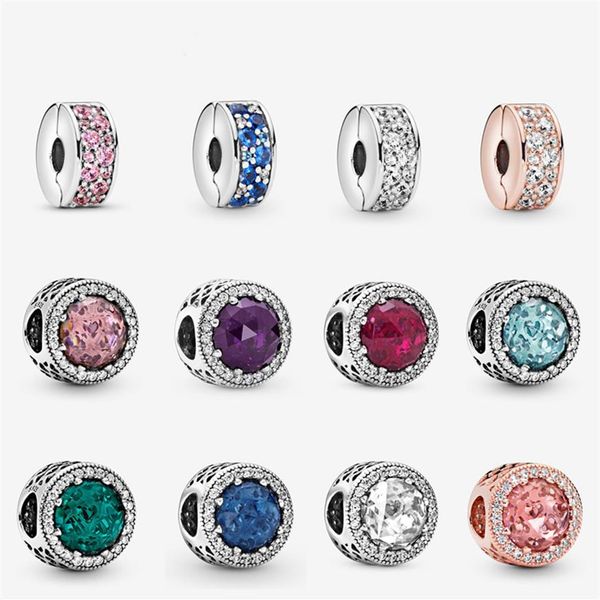 

womens 925 silver beads fit original pandora bracelet hollow heart shaped blue charm cz diamond jewelry lady gift with box230p, Black