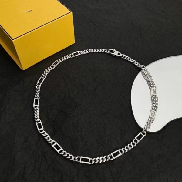 

new italian design jewelry men's f letter cuban necklace fashion hip hop street accessories, Silver