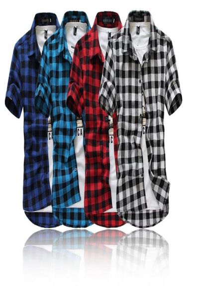 

redblack plaid shirt men shirts summer fashion chemise checkered shirts short sleeve shirt men blouse6610312, White;black