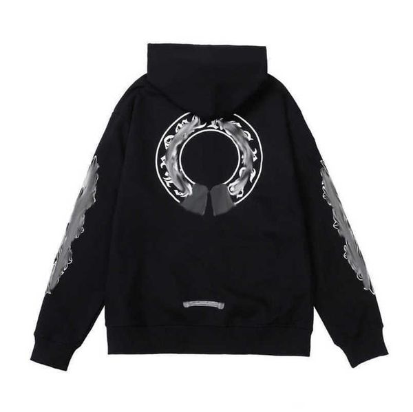 

men's fashion luxury jackets hoodies brandch sweatshirts designers zipper hooded sweater men women casual pullover sanskrit horseshoe h, Black