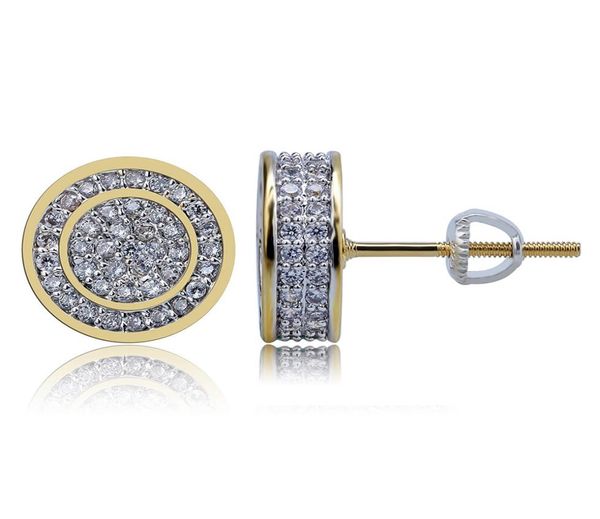 

18k gold hiphop cz zircon round stud earrings 070812cm for men women and girls diamond earrings studs rock rapper jewelry who3942771, Golden;silver