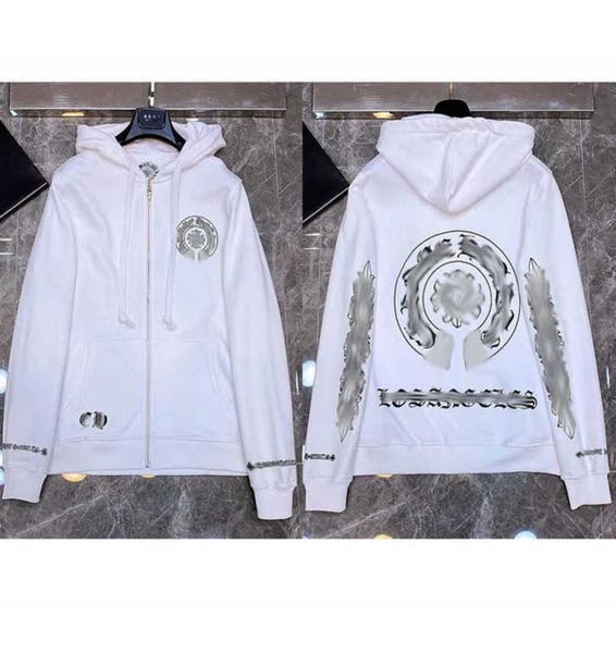 

sweatshirts luxury fashion men's jackets brandch hoodies zipper hooded men women designers sanskrit horseshoe cross pullover sweater ho, Black