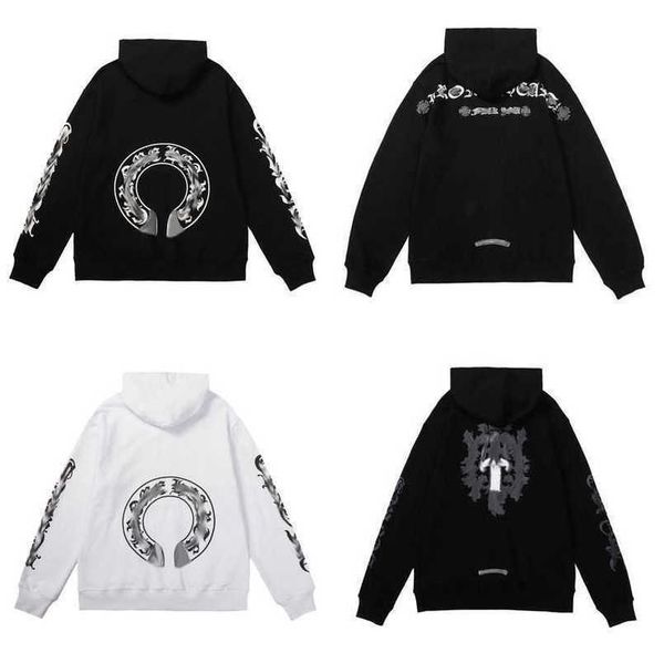 

men's fashion luxury jackets hoodies brandch sweatshirts designers zipper hooded sweater men women casual pullover sanskrit horseshoe h, Black
