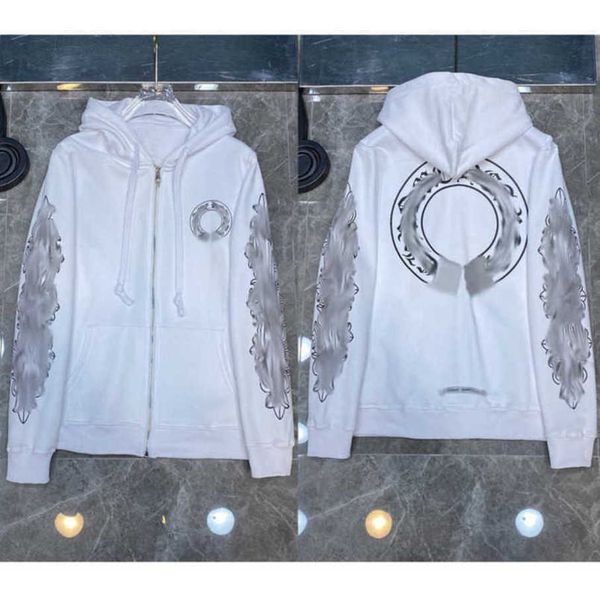 

men's fashion luxury jackets hoodies brand ch sweatshirts designers zipper hooded sweater men women casual pullover sanskrit horseshoe, Black;brown
