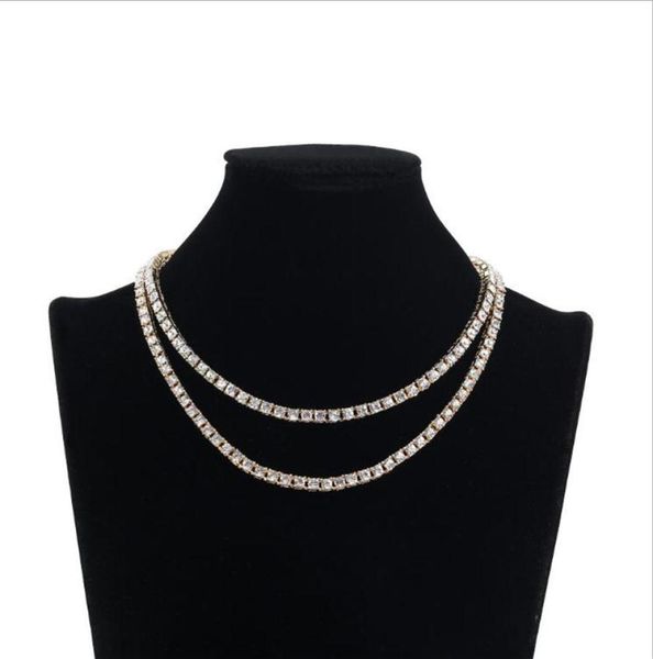 

5mm 18k gold plated cz diamond tennis necklace hip hop jewelry single row chain276z1753784, Black