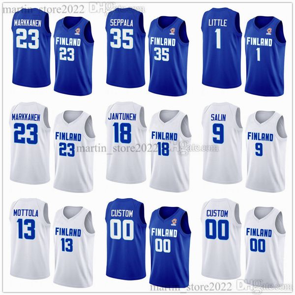 

2023 fiba finland world cup basketball jerseys lauri 23 markkanen 35 ilari seppala 41 as palmi 7 shawn huff 9 sasu salin 11 petteri koponen, Black;red