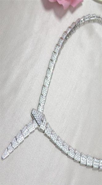 

fashion leisur chokers lady women brass 18k gold plated setting full diamond snake shape wide chain dinner necklaces snake skeleto6612895, Golden;silver