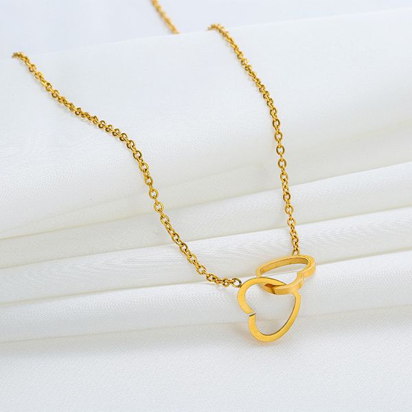 

gold heart necklace light luxury niche design sense necklace female clavicle chain female titanium steel temperament with jewelry pendant, Silver