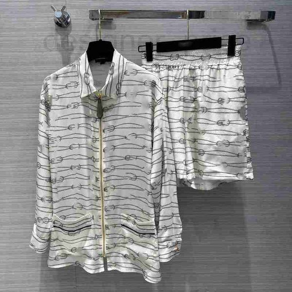 

women's two piece pants designer 2023 new summer autumn lapel neck long sleeve brand same style 2 sets u0u5, White