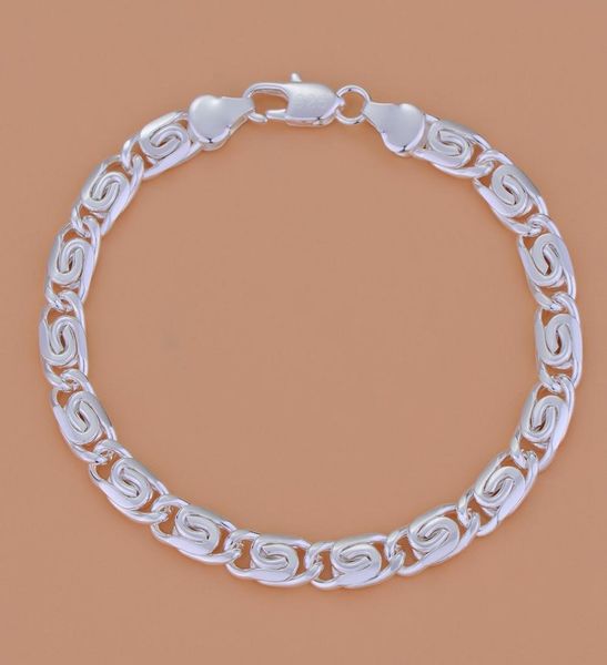 

brand new 5mm 8inches 925 silver charm chain bracelet men jewelry 10pcs4758040, Black