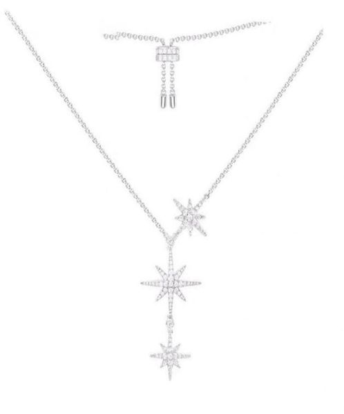 

chains 5180cm highquality female fashion personality hexagram three meteors necklace sweater chain for holiday and birthday8878035, Silver
