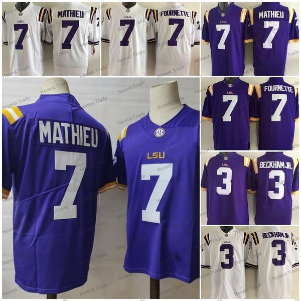 

lsu 3 odell beckham jr football jersey men jersey devin white leonard fournette patrick peterson tryann mathieu purple college mens jerseys, Black;red