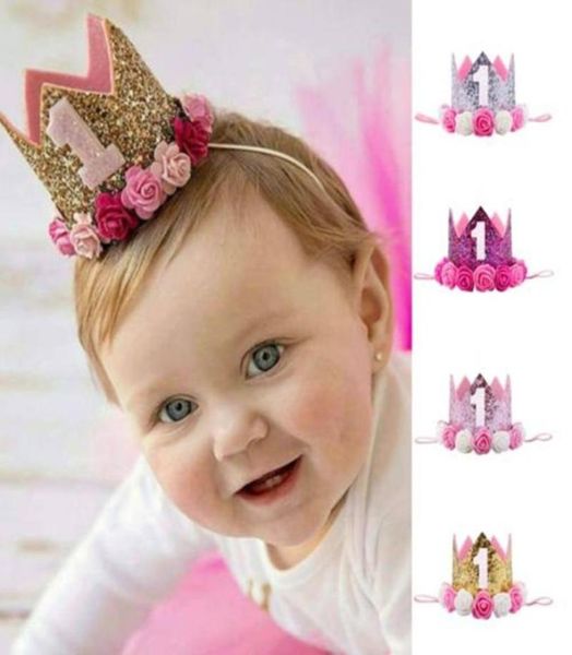 

hair accessories 2021 born toddler baby girl boys 1st birthday party flower princess crown headband gift 1pc po props1719759, Slivery;white