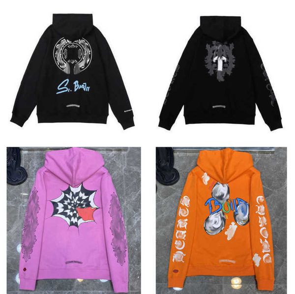 

jackets men's fashion luxury hoodies brand ch sweatshirts designers zipper hooded sweater men women casual pullover sanskrit horseshoe, Black