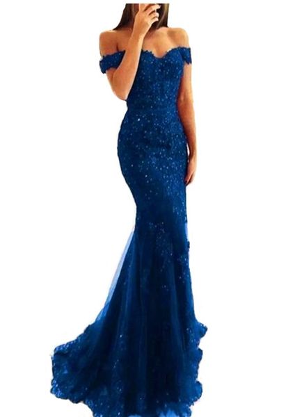 

off the shoulder mermaid long evening dresses tulle appliques beaded custom made formal evening gowns prom party wear9861855, Black;red