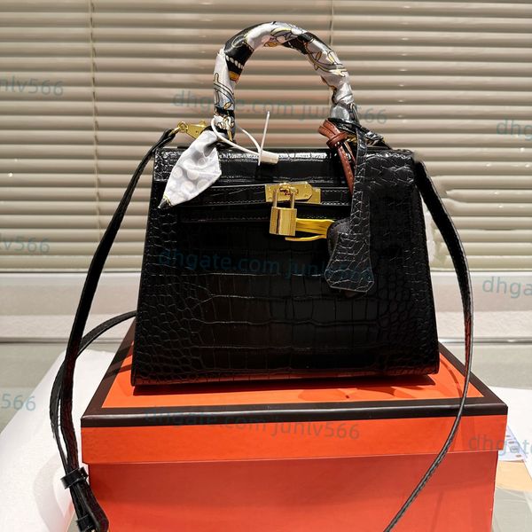 

handbags designer shoulder bags women pochette genuine leather cross body bag black crocodile pattern totes ladies purses wholesale