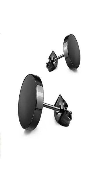 

zmzy stainless steel ear studs earrings black silver color round shaped clasp push back earrings for women men jewelry cool gift5181321, Golden;silver
