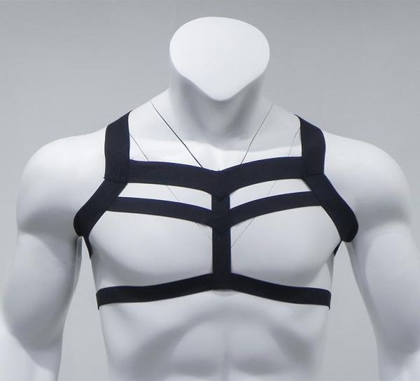 

men039s costumes lingerie elastic nylon strap halter body chest shoulder harness bondage nightclub hollow out one size7652053, Black