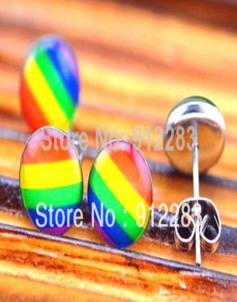 

super deal 2013 sell 18 pairs fashion 10mm rainbow stripe leaf stainless steel stud earring fashion earring56351734430544, Golden;silver