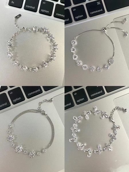 

designer bracelet crystal s925 sterling silver zirconia crystal bracelet small fresh women diamond jewelry fine jewelry mom gift, Black