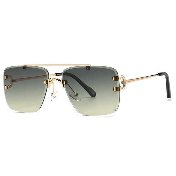 

50% off wholesale of sunglasses 3040 new fashionable men's and women's square metal double beam sunglasses, White;black
