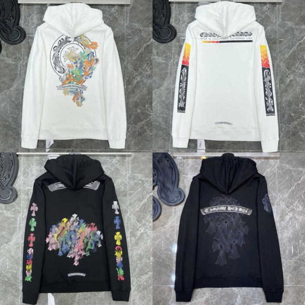 

luxury fashion men's sweatshirts jackets brandch hoodies zipper hooded men women designers sanskrit horseshoe cross pullover sweater ho, Black;brown