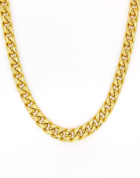 

real 10k yellow gold filled miami cuban chain necklace 24quot inch custom box lock men 10mm width 5mm thickness heavy2305002, Silver